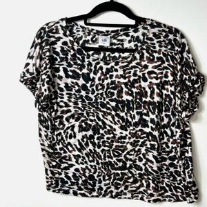CAbi Leopard Print Boxy Blouse - Black, Brown, Cream